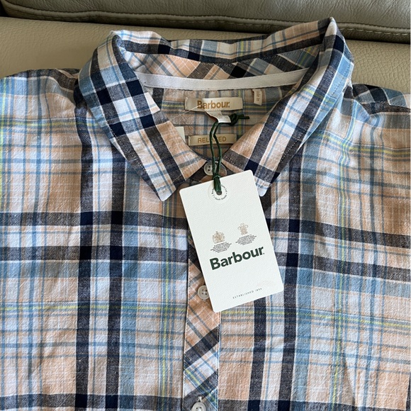 NWT - Barbour Women’s Linen Blended Seaglow Plaid Shirt - US 10/L - Picture 7 of 12
